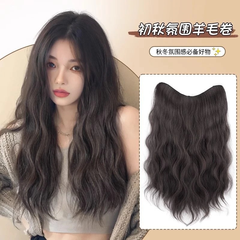 接发女长发一片式u型拉美水波纹羊毛卷接发片增发量蓬松慵懒假发