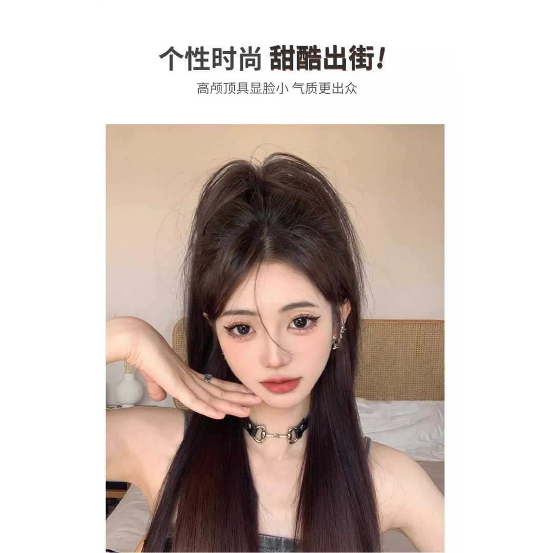 气质假发女长发仿真瀑布半扎抓夹高马尾假发可扎甜辣喷泉马尾假夏