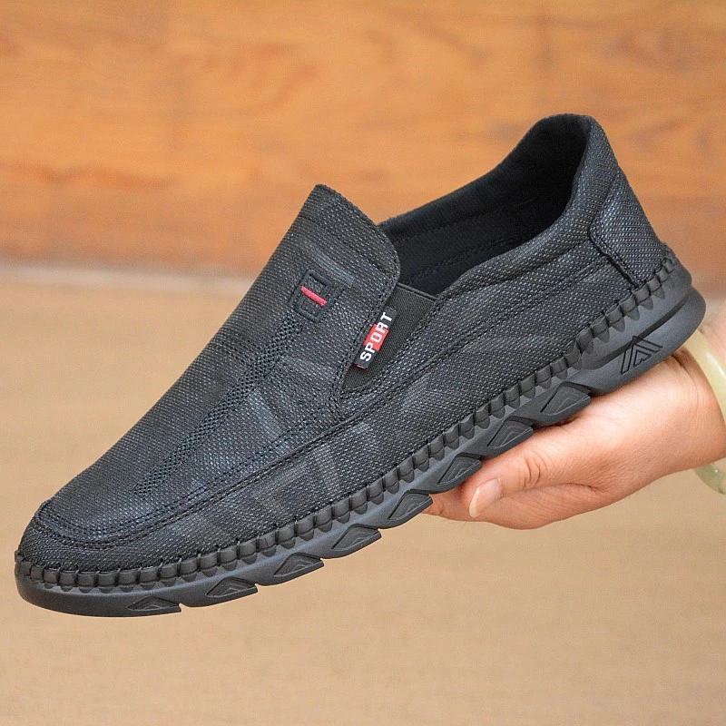 老北京布鞋男春秋新款休闲爸爸鞋中老年软底轻便耐磨一脚蹬帆布鞋