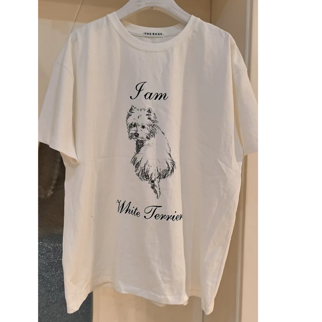 YT推荐 白色小狗T恤