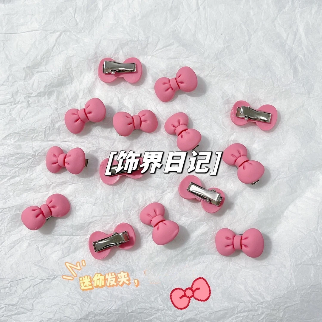 粉色蝴蝶结发夹网红碎发刘海前额边夹可爱甜美小号鸭嘴发卡