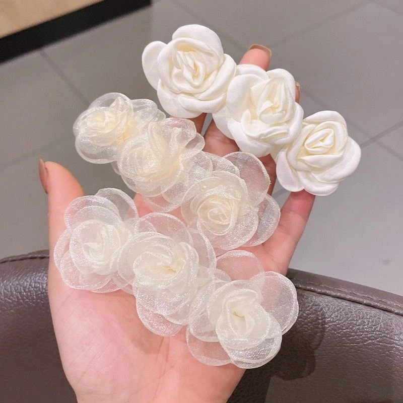 山茶花发夹女夏季刘海侧边夹后脑勺夹子头饰弹簧发卡网红新款发饰