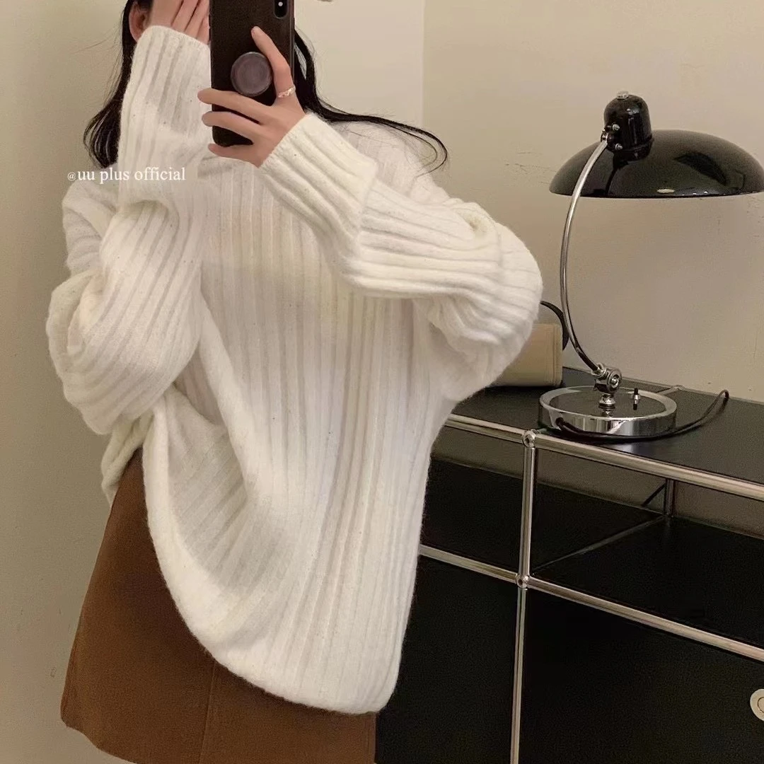 咻咻X2C2253  高领亮片宽体竖条纹长袖毛衣