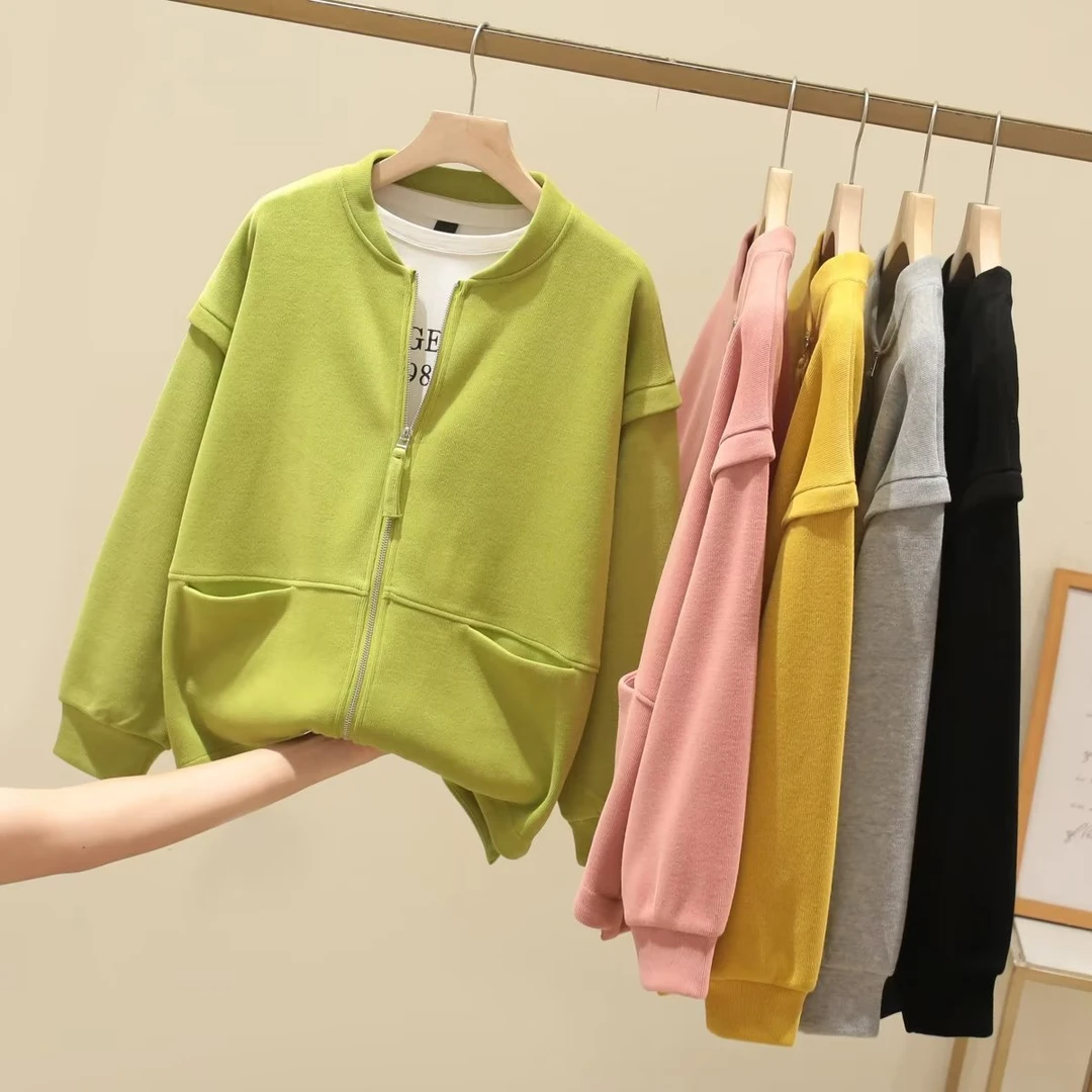 奢品芊100-200斤秋季大码宽松显瘦纯色上衣女外套202