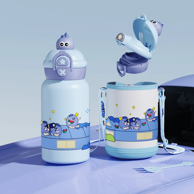 儿童316不锈钢保温杯可爱大容量吸管杯学生上学防摔大肚杯幼儿园
