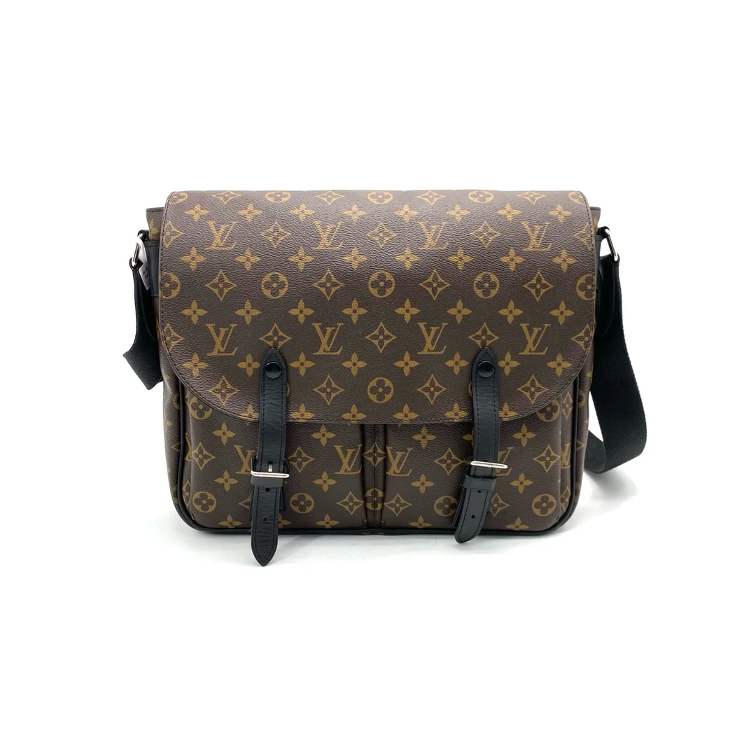 99新 LouisVuitton/路易威登 棕老花翻盖剑桥双扣邮差包  尺33/28