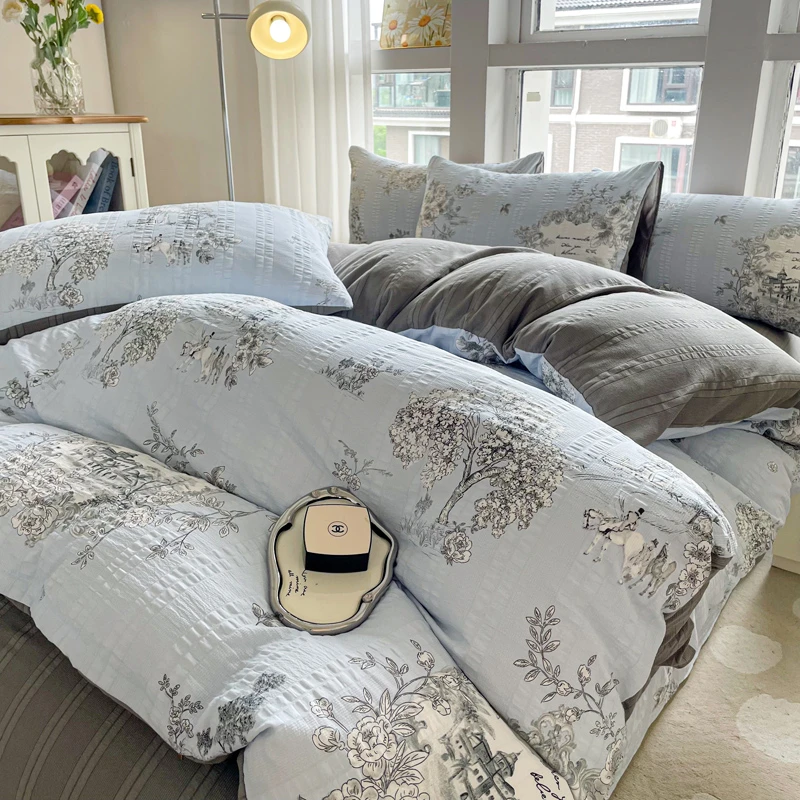 达西庄园  A类有氧提花泡泡棉云纱棉彩竺棉三四件套柔软透气