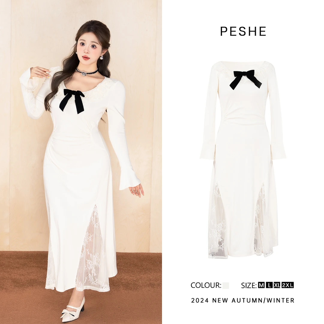 【闭店清仓】【心动讯号】甜美纯欲修身蕾丝连衣裙配蝴蝶结女DM1156