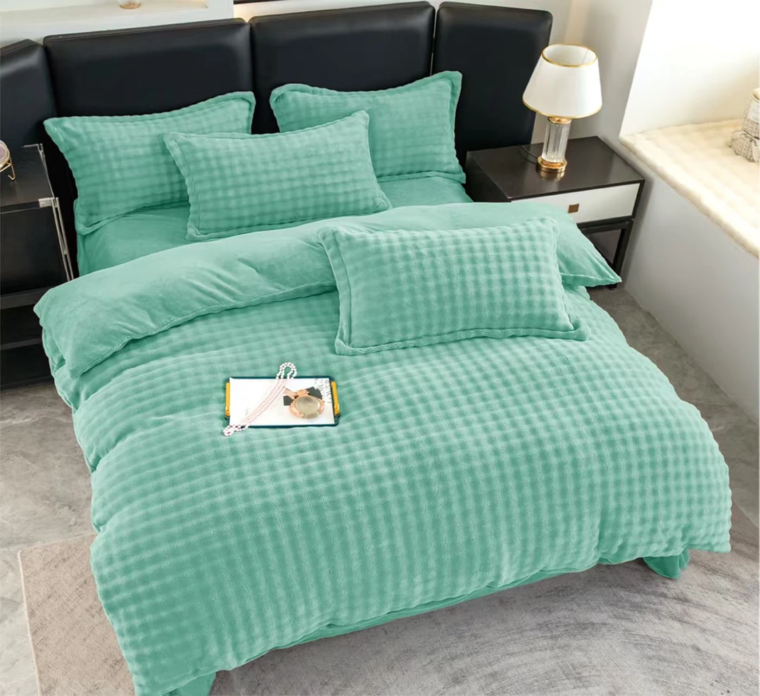 冬季加厚牛奶绒绒小泡泡四件套床单被套保暖双面绒