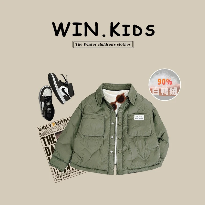男童冬装新款羽绒服童装韩版宝宝90白鸭绒儿童加厚保暖夹克外套