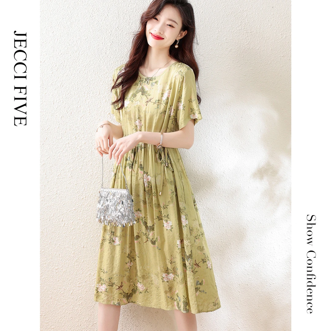 162260137法式浪漫连衣裙女夏季宽松休闲茶歇裙气质名媛中长裙