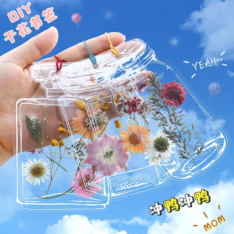 干花书签手工diy材料瓶子里的春天童年收集册树叶标本塑封膜学生