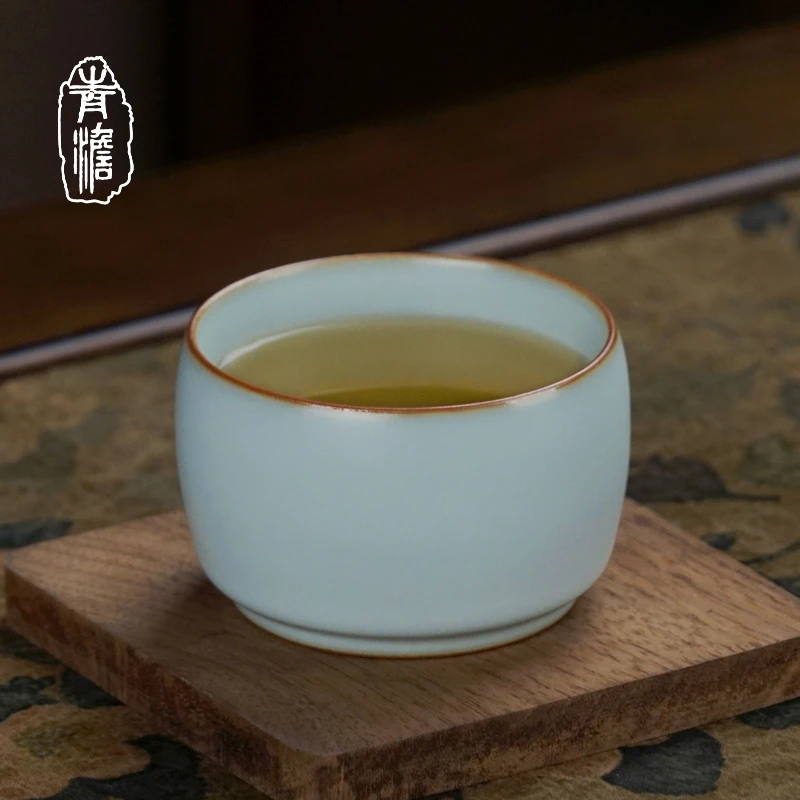 汝窑悟道杯小茶杯家用陶瓷主人单杯茶盏景德镇青瓷开片茶具纯手工
