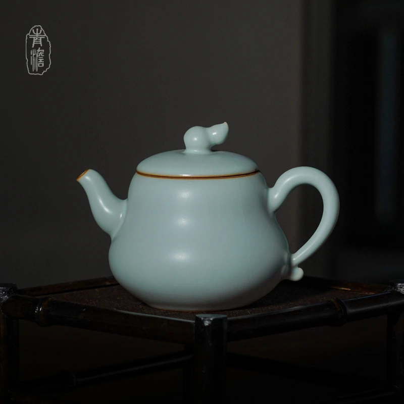 汝窑福临壶170ml 茶壶泡茶景德镇复古陶瓷家用单壶汝瓷茶具礼品