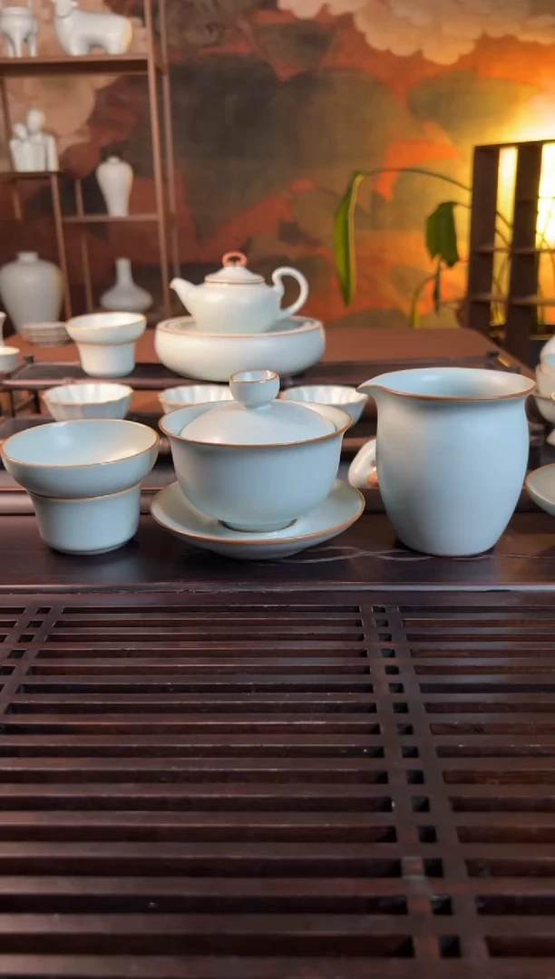 【闪购商品】瓷杯❤****）随缘盖碗1小布施茶海1悠然茶漏1