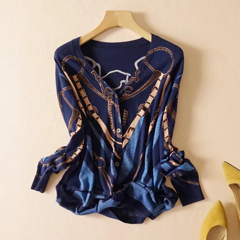 《荟♡敏》2388+时尚百搭~V领链条针织开衫