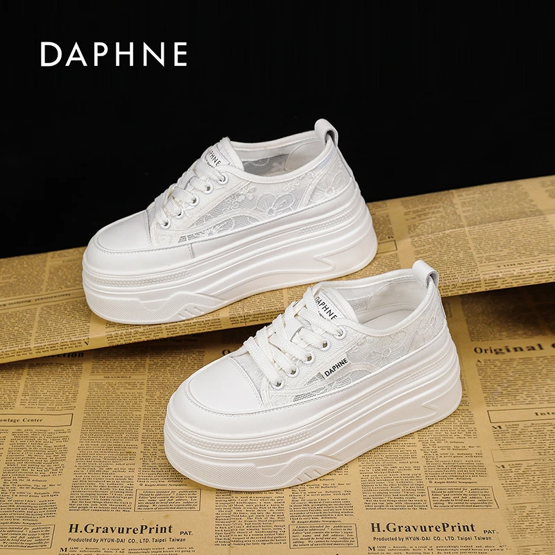 达芙妮新款小白鞋时尚增高透气网面外穿软底ins运动休闲女鞋