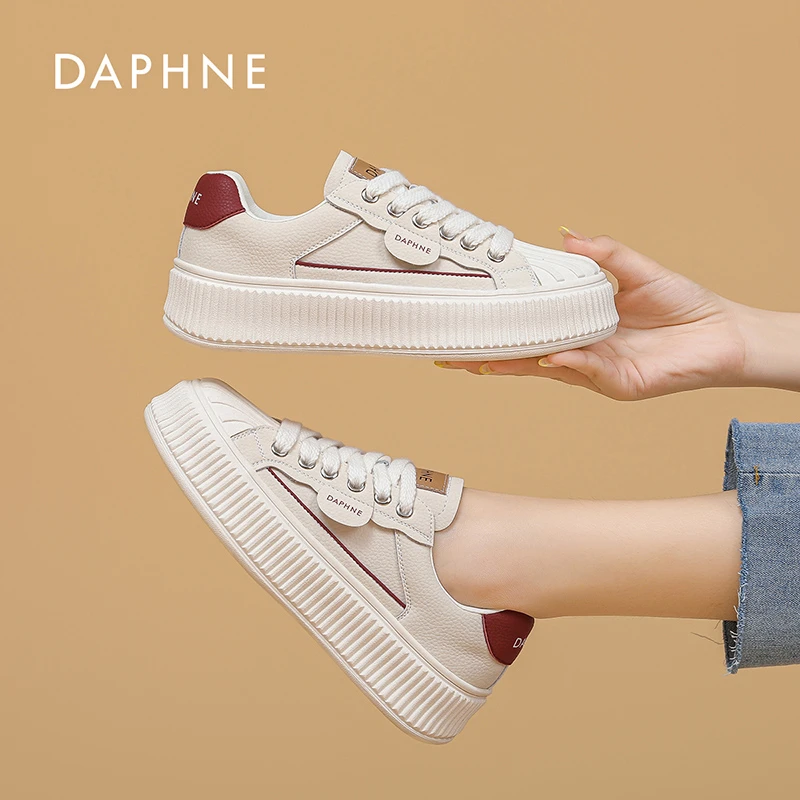 达芙妮贝壳头小白鞋女2025新款时尚百搭小众潮流舒适平底休闲板鞋