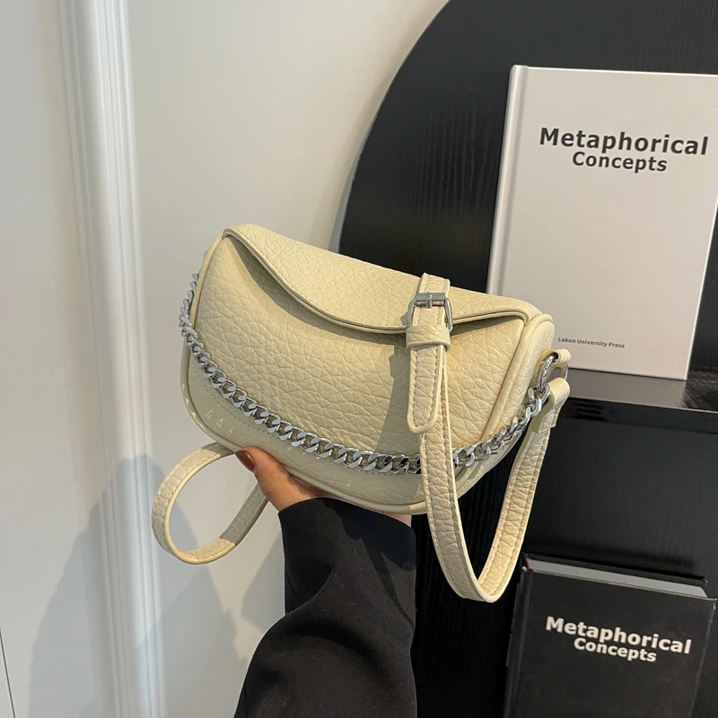 包包女新款荔枝纹质感小包包2023新款夏季小众简约马鞍包潮斜挎包