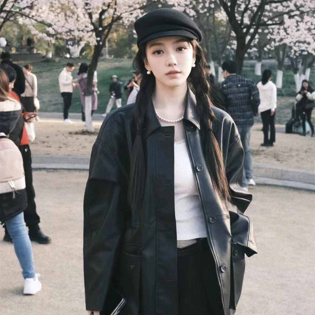 黑色毛呢鸭舌贝雷帽女显脸小2024秋冬新款法式复古网红百搭报童帽