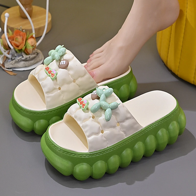 2023新款女士夏季居家厚底拼色包头时尚百搭轻便一字凉拖鞋外穿