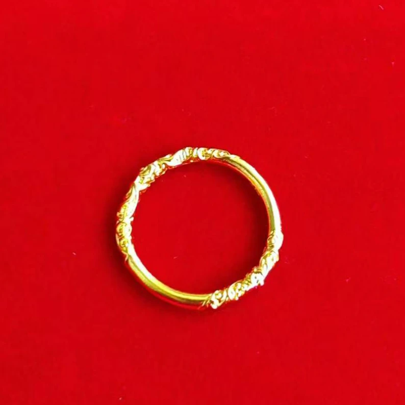 足银戒指 卷草纹戒指 素圈古法手工时尚经典实心传承三生三世磨砂