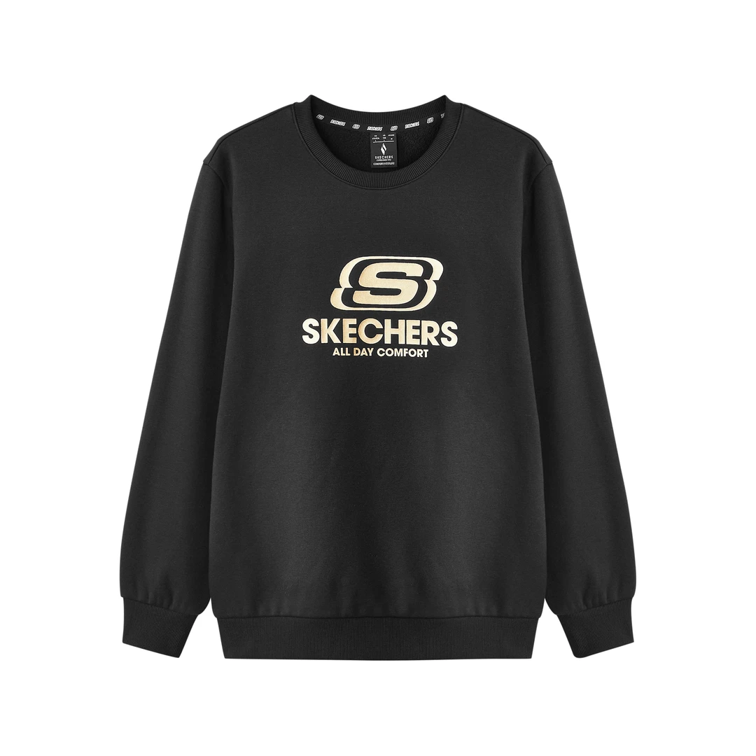 斯凯奇【金标卫衣加绒】男女同款宽松舒适上衣L324U167/L324U166 DB