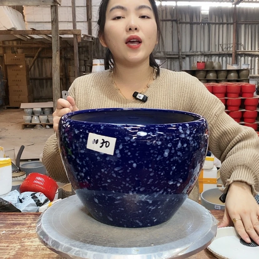 【闪购商品】陶瓷15cm以下宝蓝乱点23×17一只