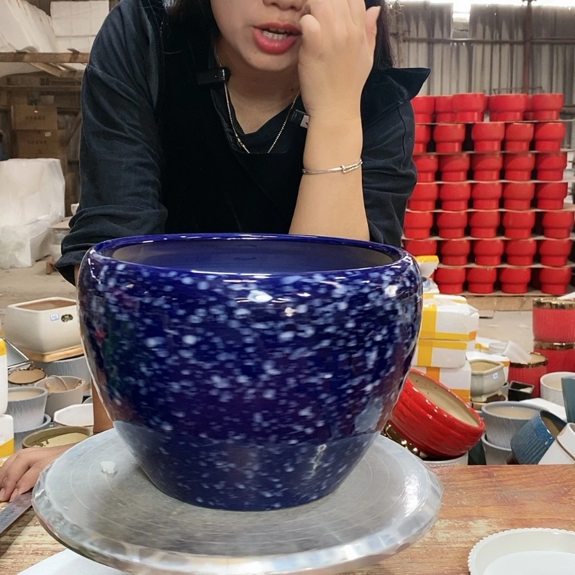【闪购商品】陶瓷15cm以下宝蓝乱点23×17一只