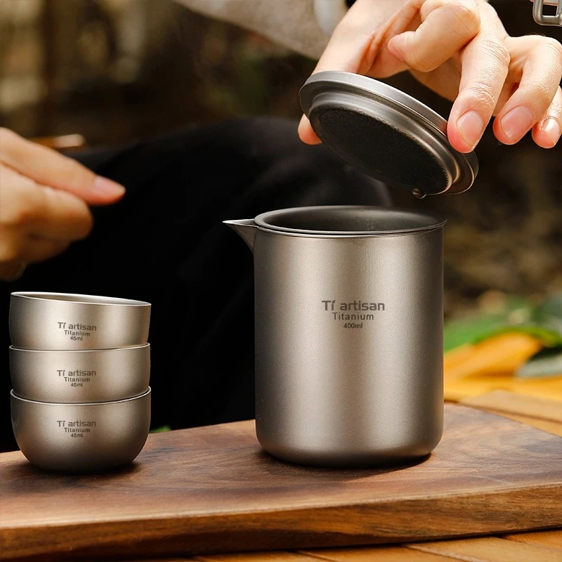 【直播户外】纯钛鹰嘴泡茶器双层隔热露营家用便携茶具钛杯100%纯钛