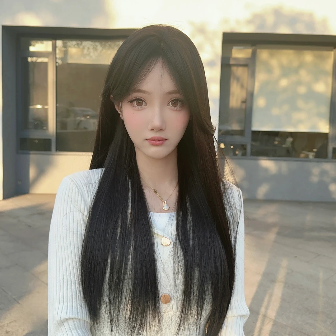 假发女长发全头套网红新款中分八字刘海黑长直仿真自然减龄假发套