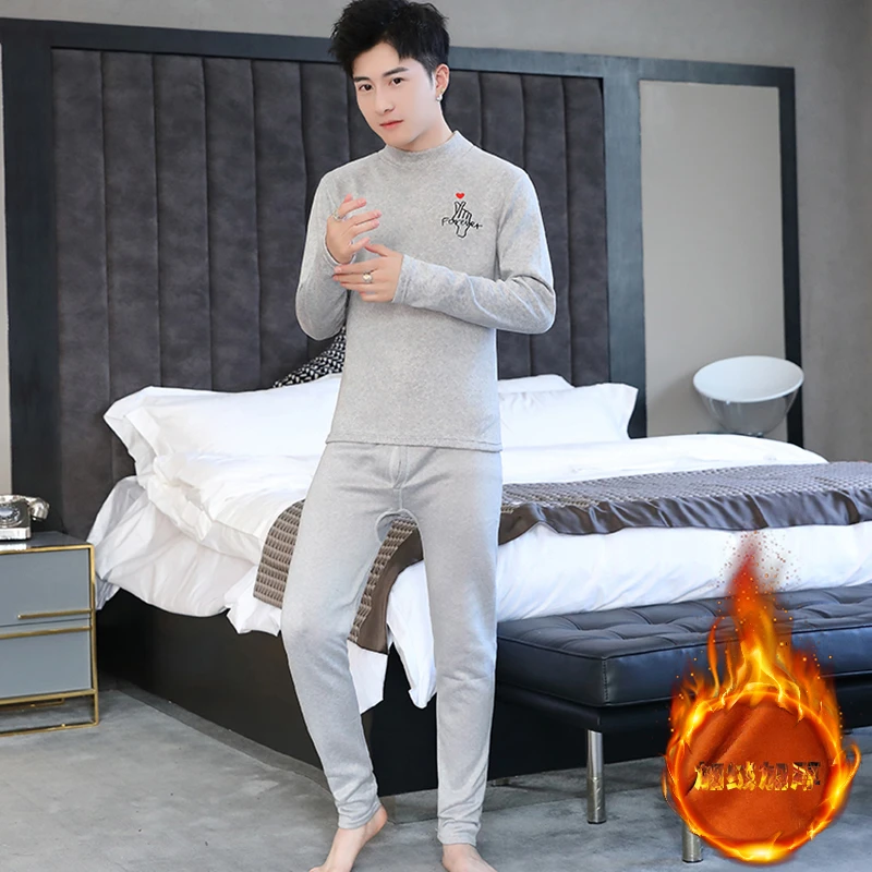 男士修身保暖内衣套装加厚加绒秋衣秋裤冬季一体绒打底衫男款冬装