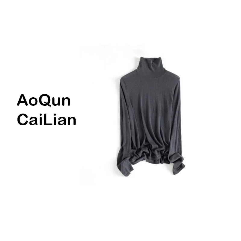 AoQunCaiLian【堆堆领水溶羊毛】又轻又薄又暖和百搭针织打底衫8227