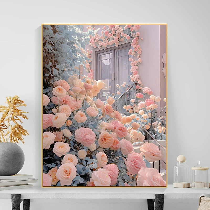 玫瑰花diy数字油画高级感手工填色画油彩画风景画填充涂色装饰画