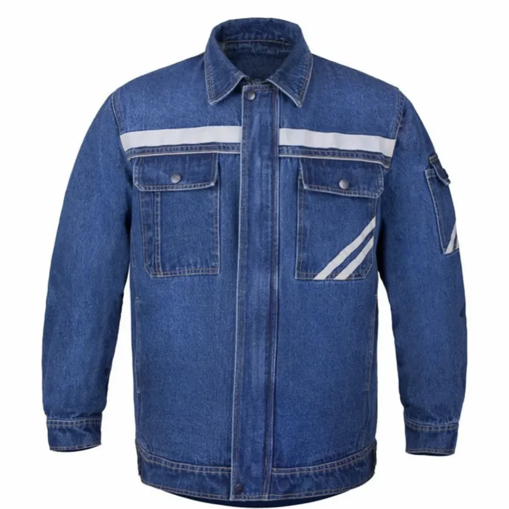 纯棉牛仔工作服套装男春秋加厚防烫耐磨电焊煤矿劳保服外套定制款