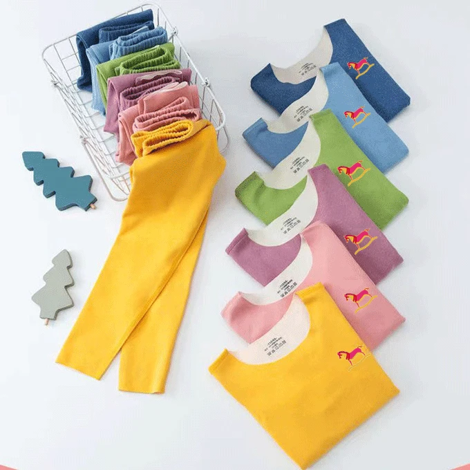 （两套只要39.9）儿童德绒AB面保暖套装家居内衣男女童无痕秋冬冬季