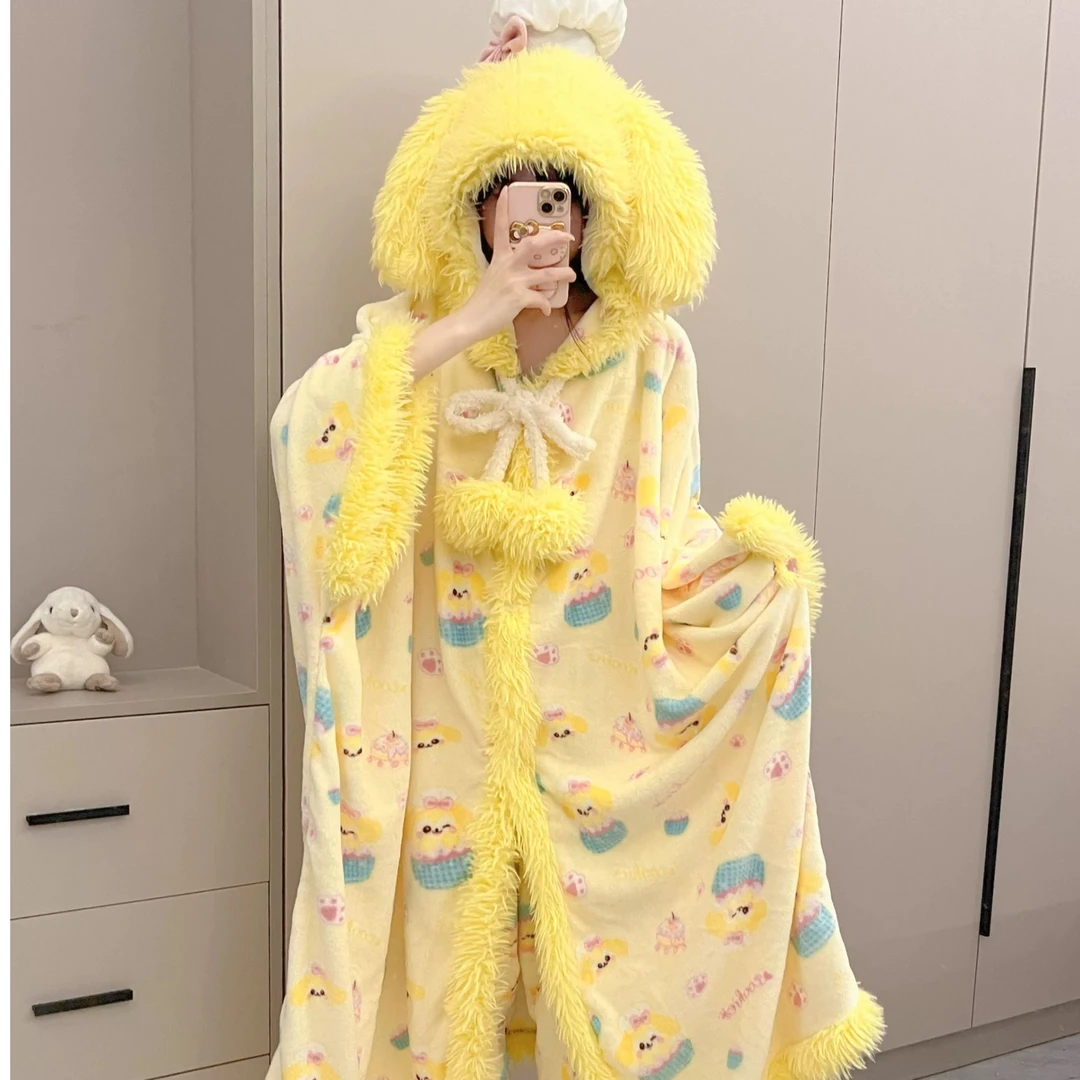 2025新款秋冬季珊瑚绒睡衣女冬天加绒加厚睡袍长袍毛绒家居服套装