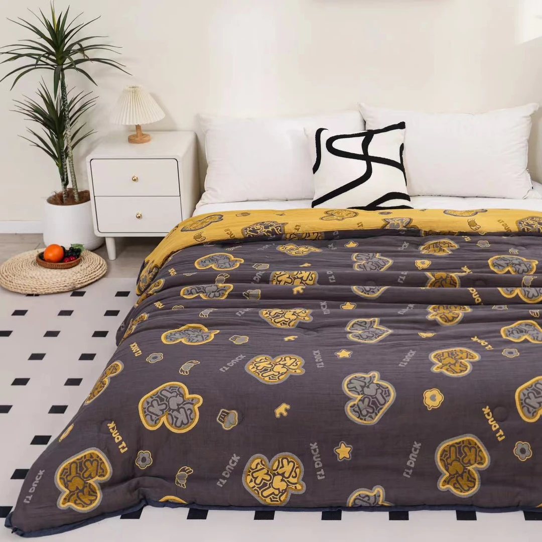 【黑金小黄鸭】纯棉双层纱秋冬被200*230cm