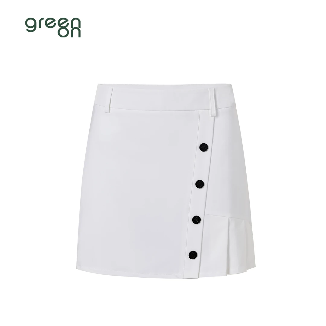 green on BUTTON SKIRT韩国高尔夫女士短裙排扣百褶裙半身裙运动