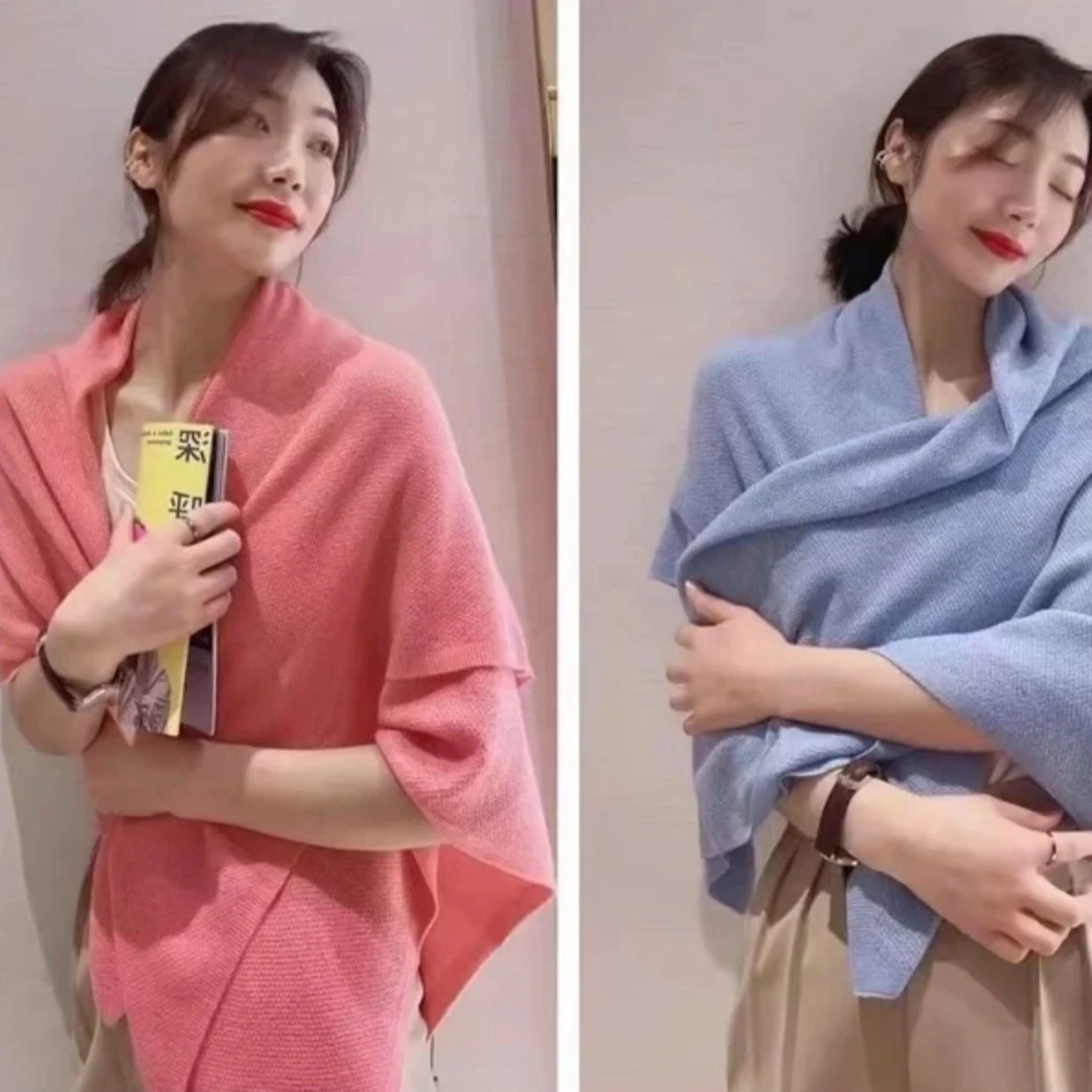 AMASS/阿玛施【外搭】时尚百搭纯色（羊毛+山羊绒）披肩