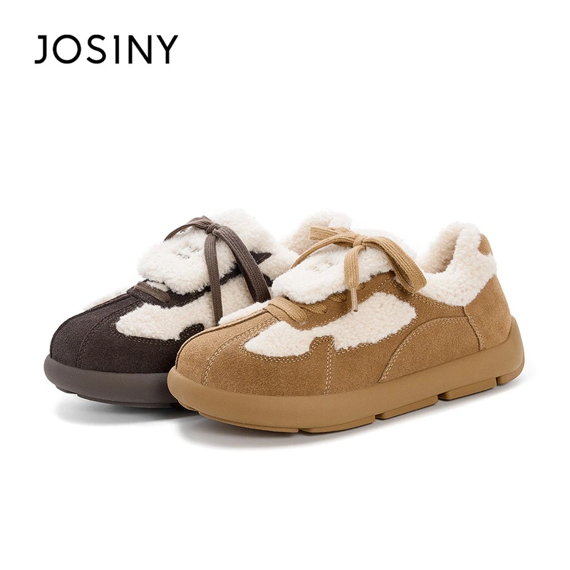 JOSINY/卓诗尼冬季加绒加厚德训鞋舒适百搭休闲保暖棉毛毛鞋女鞋