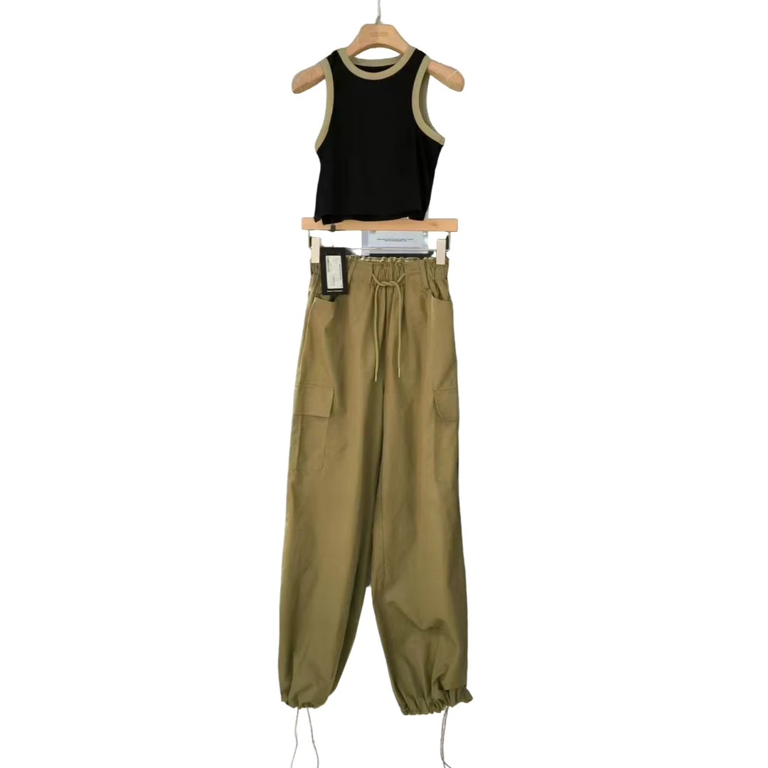 【113#新品】高腰系带工装裤背心套装-XN755326325