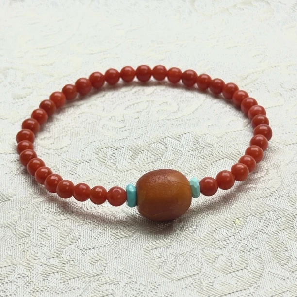 天然川料南红手链4mm搭配蜜蜡枣珠多样性发货