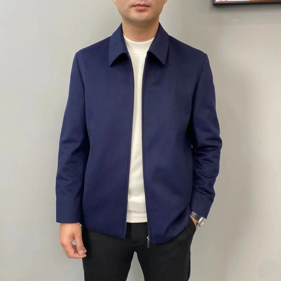 杰克朗博秋季上新男士绵羊毛休闲翻领夹克8226秋冬中年商务纯色