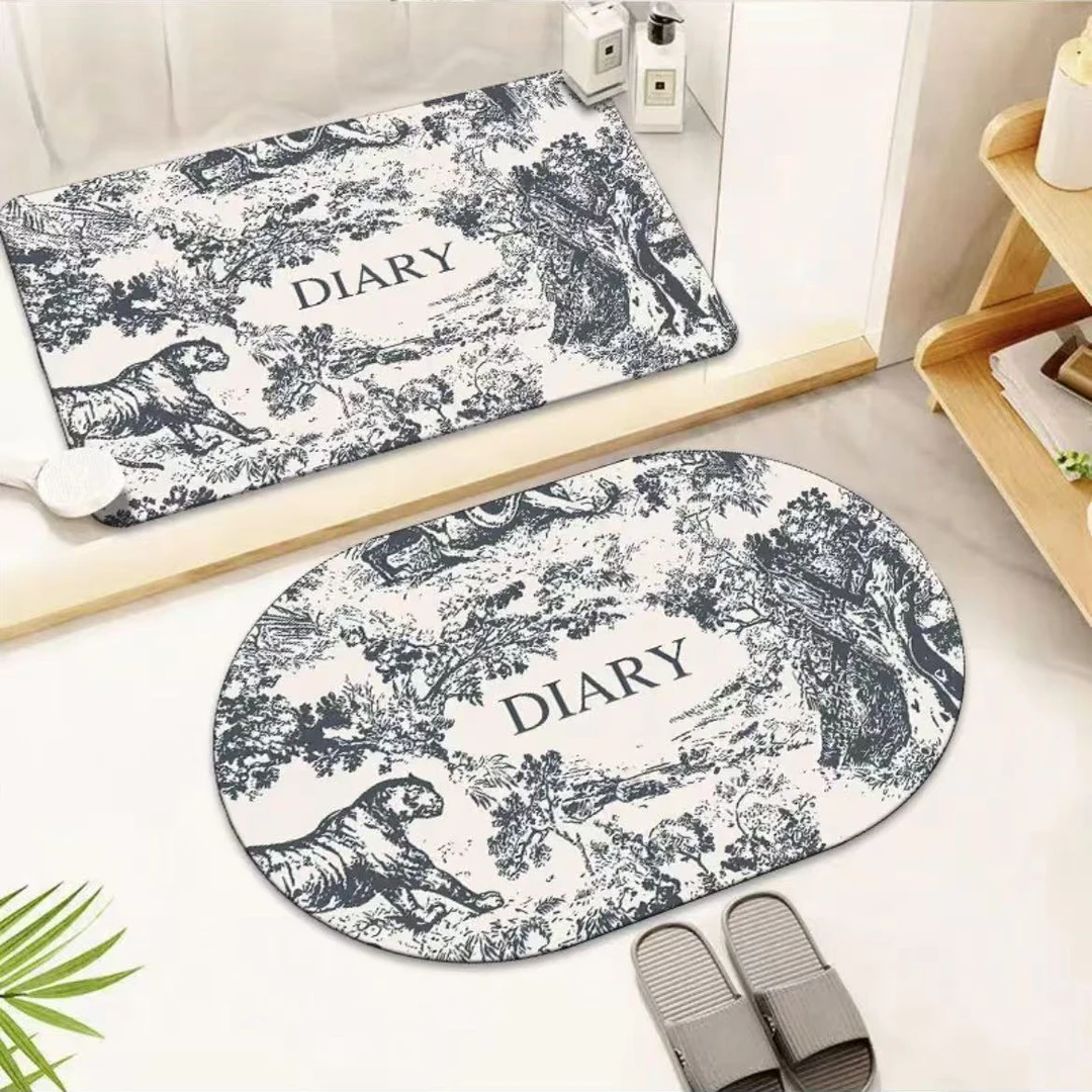 【现代轻奢】40*60cm硅藻泥套装吸水垫浴室卫生间速干脚垫坐垫地垫w