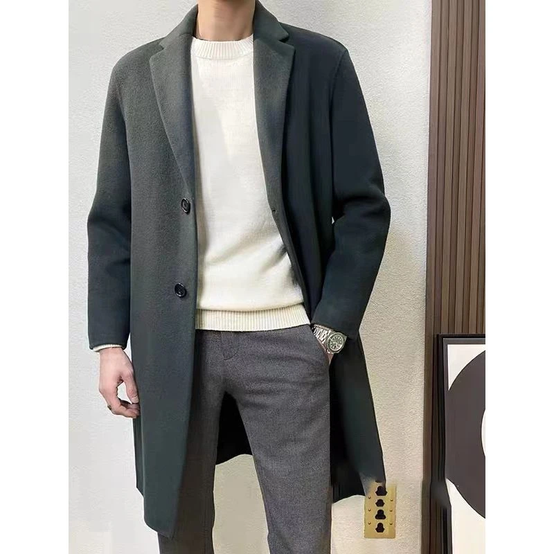 A9948 冬季新款男士纯色休闲加厚呢大衣 XX