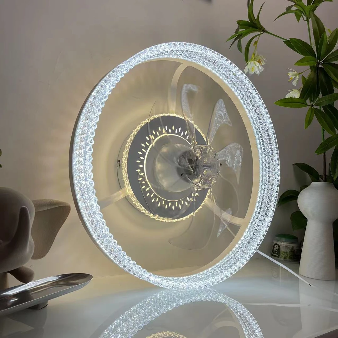 房间新品语音智能摇头风扇灯  高亮大风力护眼吸顶灯卧室餐厅简约