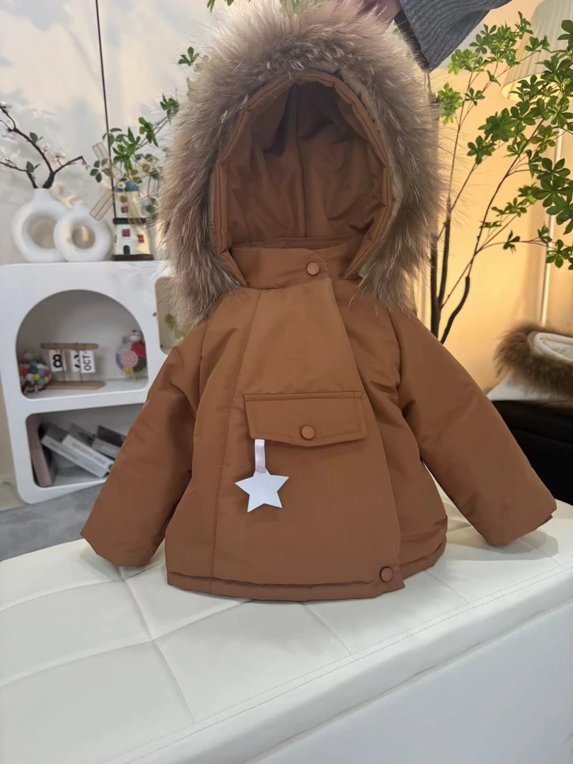 巨显白2024新款男女宝精灵帽棉服秋冬加绒加厚外套儿童洋气衣服