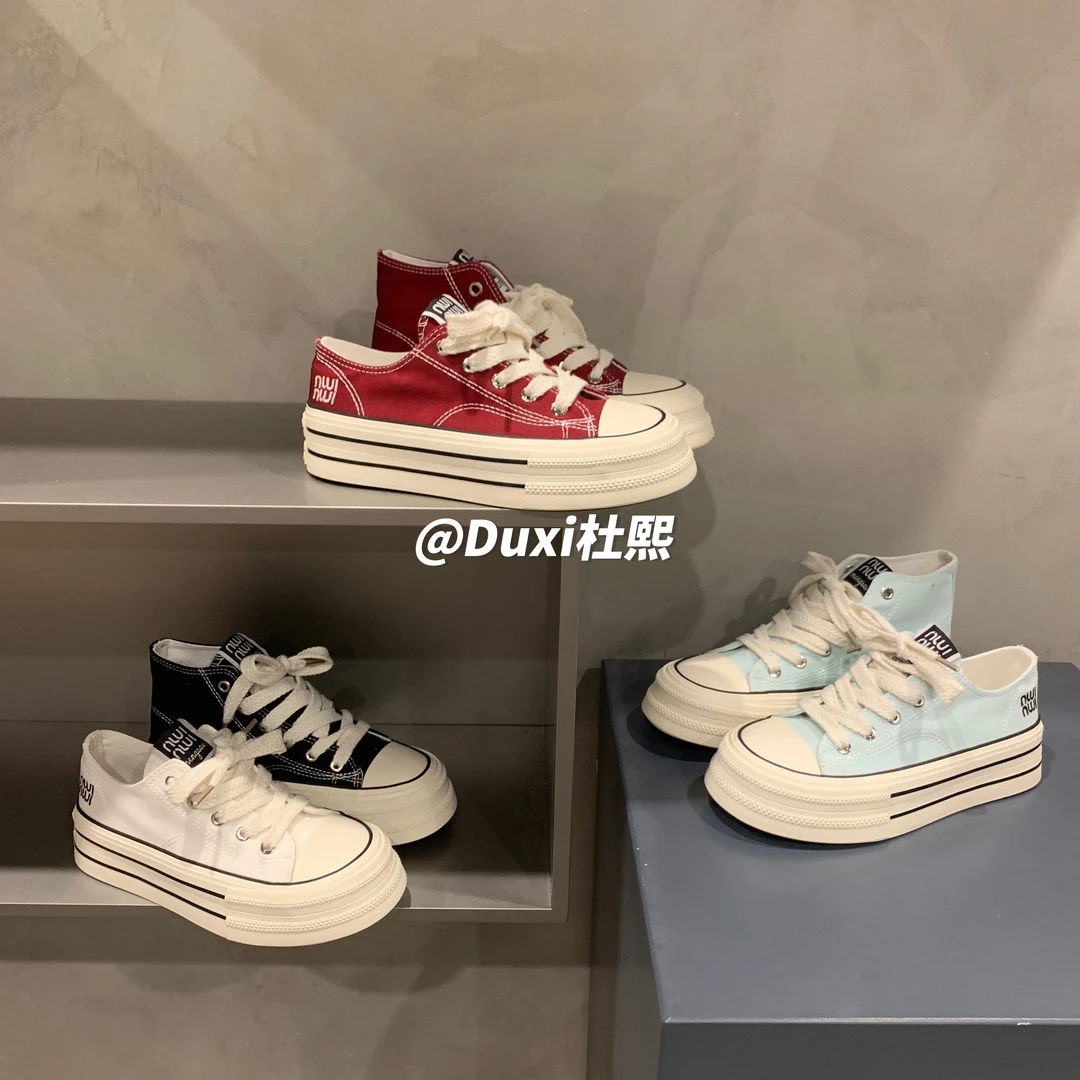 2024春夏季新款高低帮帆布鞋休闲百搭学生厚底韩版ins时尚小众