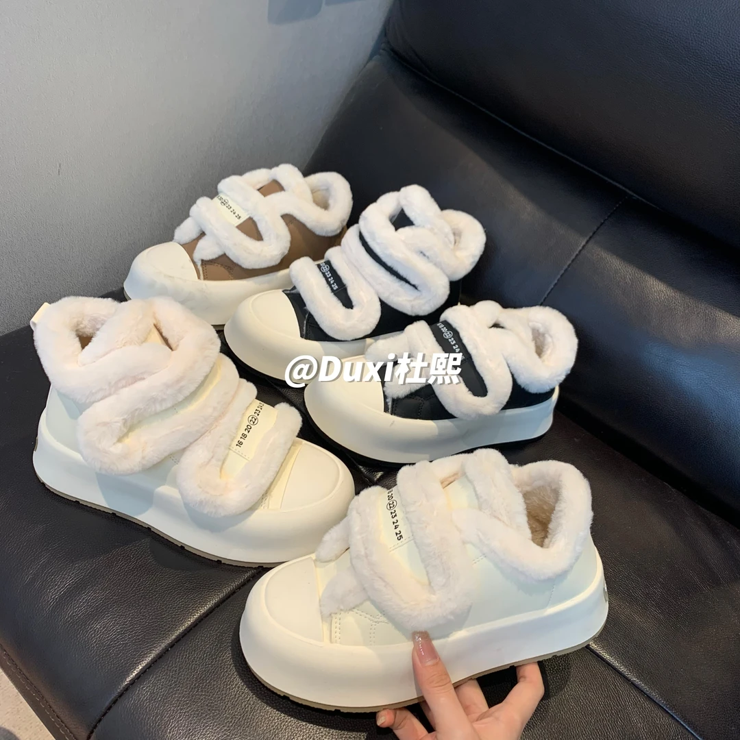 杜熙Duxi2024新款魔术贴加厚棉鞋宝宝绒软舒适秋冬款女鞋